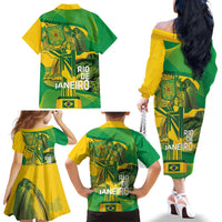 Rio de Janeiro Brazil Family Matching Off The Shoulder Long Sleeve Dress and Hawaiian Shirt Christ the Redeemer Mix Sugarloaf Mountain - Wonder Print Shop