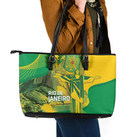 Rio de Janeiro Brazil Leather Tote Bag Christ the Redeemer Mix Sugarloaf Mountain - Wonder Print Shop