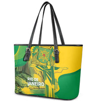 Rio de Janeiro Brazil Leather Tote Bag Christ the Redeemer Mix Sugarloaf Mountain - Wonder Print Shop