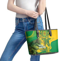Rio de Janeiro Brazil Leather Tote Bag Christ the Redeemer Mix Sugarloaf Mountain - Wonder Print Shop