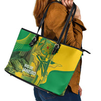 Rio de Janeiro Brazil Leather Tote Bag Christ the Redeemer Mix Sugarloaf Mountain - Wonder Print Shop
