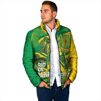 Rio de Janeiro Brazil Padded Jacket Christ the Redeemer Mix Sugarloaf Mountain - Wonder Print Shop