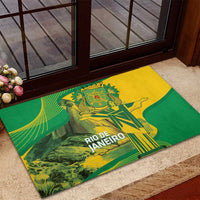 Rio de Janeiro Brazil Rubber Doormat Christ the Redeemer Mix Sugarloaf Mountain - Wonder Print Shop