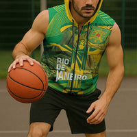 Rio de Janeiro Brazil Sleeveless Zip Hoodie Christ the Redeemer Mix Sugarloaf Mountain - Wonder Print Shop
