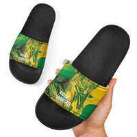 Rio de Janeiro Brazil Slide Sandals Christ the Redeemer Mix Sugarloaf Mountain - Wonder Print Shop