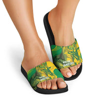 Rio de Janeiro Brazil Slide Sandals Christ the Redeemer Mix Sugarloaf Mountain - Wonder Print Shop