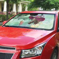 Australia Cup Melbourne Horse Racing Auto Sun Shade Hats Heels & Horseshoes Yellow Roses - Wonder Print Shop