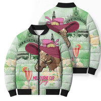 Australia Cup Melbourne Horse Racing Bomber Puffer Jacket Hats Heels & Horseshoes Yellow Roses - Wonder Print Shop