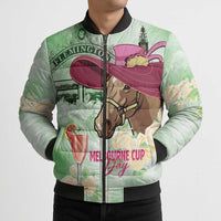 Australia Cup Melbourne Horse Racing Bomber Puffer Jacket Hats Heels & Horseshoes Yellow Roses - Wonder Print Shop