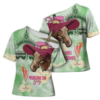Australia Cup Melbourne Horse Racing Cross Shoulder Shirt Hats Heels & Horseshoes Yellow Roses - Wonder Print Shop