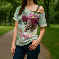 Australia Cup Melbourne Horse Racing Cross Shoulder Shirt Hats Heels & Horseshoes Yellow Roses - Wonder Print Shop