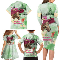 Australia Cup Melbourne Horse Racing Family Matching Long Sleeve Bodycon Dress and Hawaiian Shirt Hats Heels & Horseshoes Yellow Roses - Wonder Print Shop