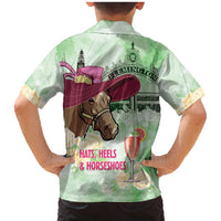 Australia Cup Melbourne Horse Racing Family Matching Mermaid Dress and Hawaiian Shirt Hats Heels & Horseshoes Yellow Roses - Wonder Print Shop