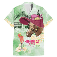 Australia Cup Melbourne Horse Racing Family Matching Mermaid Dress and Hawaiian Shirt Hats Heels & Horseshoes Yellow Roses - Wonder Print Shop