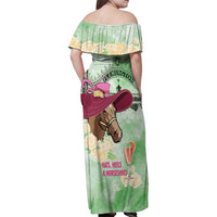 Australia Cup Melbourne Horse Racing Family Matching Off Shoulder Maxi Dress and Hawaiian Shirt Hats Heels & Horseshoes Yellow Roses - Wonder Print Shop