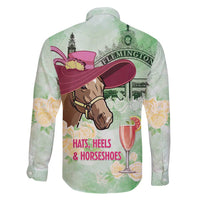 Australia Cup Melbourne Horse Racing Family Matching Short Sleeve Bodycon Dress and Hawaiian Shirt Hats Heels & Horseshoes Yellow Roses - Wonder Print Shop