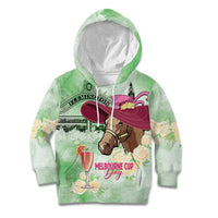 Australia Cup Melbourne Horse Racing Kid Hoodie Hats Heels & Horseshoes Yellow Roses - Wonder Print Shop