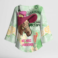 Australia Cup Melbourne Horse Racing Kimono Sleeve Blouse Hats Heels & Horseshoes Yellow Roses - Wonder Print Shop
