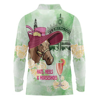 Australia Cup Melbourne Horse Racing Long Sleeve Polo Shirt Hats Heels & Horseshoes Yellow Roses - Wonder Print Shop