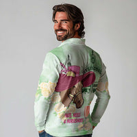 Australia Cup Melbourne Horse Racing Long Sleeve Polo Shirt Hats Heels & Horseshoes Yellow Roses - Wonder Print Shop