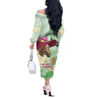 Australia Cup Melbourne Horse Racing Off The Shoulder Long Sleeve Dress Hats Heels & Horseshoes Yellow Roses - Wonder Print Shop