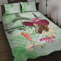 Australia Cup Melbourne Horse Racing Quilt Bed Set Hats Heels & Horseshoes Yellow Roses - Wonder Print Shop