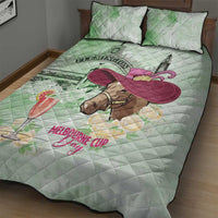 Australia Cup Melbourne Horse Racing Quilt Bed Set Hats Heels & Horseshoes Yellow Roses - Wonder Print Shop