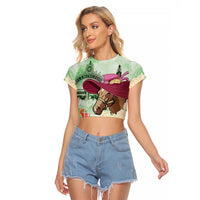 Australia Cup Melbourne Horse Racing Raglan Cropped T Shirt Hats Heels & Horseshoes Yellow Roses - Wonder Print Shop