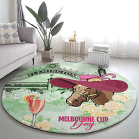 Australia Cup Melbourne Horse Racing Round Carpet Hats Heels & Horseshoes Yellow Roses - Wonder Print Shop