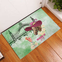 Australia Cup Melbourne Horse Racing Rubber Doormat Hats Heels & Horseshoes Yellow Roses - Wonder Print Shop