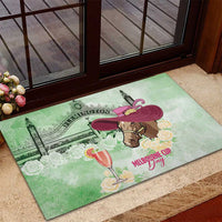 Australia Cup Melbourne Horse Racing Rubber Doormat Hats Heels & Horseshoes Yellow Roses - Wonder Print Shop