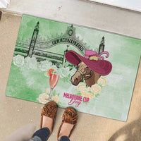 Australia Cup Melbourne Horse Racing Rubber Doormat Hats Heels & Horseshoes Yellow Roses - Wonder Print Shop