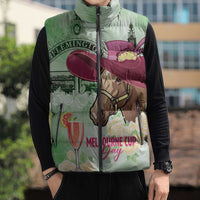 Australia Cup Melbourne Horse Racing Sleeveless Puffer Jacket Hats Heels & Horseshoes Yellow Roses - Wonder Print Shop