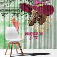 Australia Cup Melbourne Horse Racing Window Curtain Hats Heels & Horseshoes Yellow Roses - Wonder Print Shop