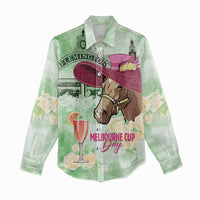 Australia Cup Melbourne Horse Racing Women Casual Shirt Hats Heels & Horseshoes Yellow Roses - Wonder Print Shop