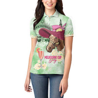 Australia Cup Melbourne Horse Racing Women Polo Shirt Hats Heels & Horseshoes Yellow Roses - Wonder Print Shop