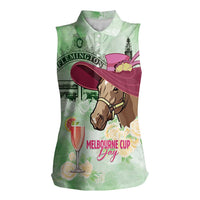 Australia Cup Melbourne Horse Racing Women Sleeveless Polo Shirt Hats Heels & Horseshoes Yellow Roses - Wonder Print Shop