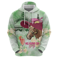 Australia Cup Melbourne Horse Racing Zip Hoodie Hats Heels & Horseshoes Yellow Roses - Wonder Print Shop