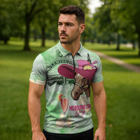 Australia Cup Melbourne Horse Racing Zipper Polo Shirt Hats Heels & Horseshoes Yellow Roses - Wonder Print Shop