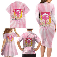 Australia Cup Melbourne Horse Racing Family Matching Long Sleeve Bodycon Dress and Hawaiian Shirt 2025 Champion Trophy With Horseshoe - Wonder Print Shop