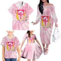 Australia Cup Melbourne Horse Racing Family Matching Off The Shoulder Long Sleeve Dress and Hawaiian Shirt 2025 Champion Trophy With Horseshoe - Wonder Print Shop