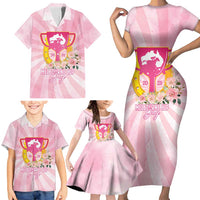 Australia Cup Melbourne Horse Racing Family Matching Short Sleeve Bodycon Dress and Hawaiian Shirt 2025 Champion Trophy With Horseshoe - Wonder Print Shop