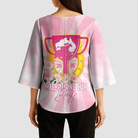 Australia Cup Melbourne Horse Racing Kimono Sleeve Blouse 2025 Champion Trophy With Horseshoe - Wonder Print Shop