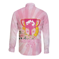 Australia Cup Melbourne Horse Racing Long Sleeve Button Shirt 2025 Champion Trophy With Horseshoe - Wonder Print Shop