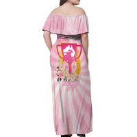 Australia Cup Melbourne Horse Racing Off Shoulder Maxi Dress 2025 Champion Trophy With Horseshoe - Wonder Print Shop