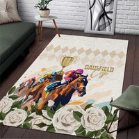 Australia Cup Caulfield Horse Racing Area Rug Champion Trophy Mix White Roses - Wonder Print Shop