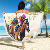 Australia Cup Caulfield Horse Racing Beach Blanket Champion Trophy Mix White Roses - Wonder Print Shop
