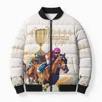 Australia Cup Caulfield Horse Racing Bomber Puffer Jacket Champion Trophy Mix White Roses - Wonder Print Shop