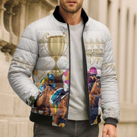 Australia Cup Caulfield Horse Racing Bomber Puffer Jacket Champion Trophy Mix White Roses - Wonder Print Shop