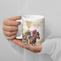 Australia Cup Caulfield Horse Racing Ceramic Mug Champion Trophy Mix White Roses - Wonder Print Shop